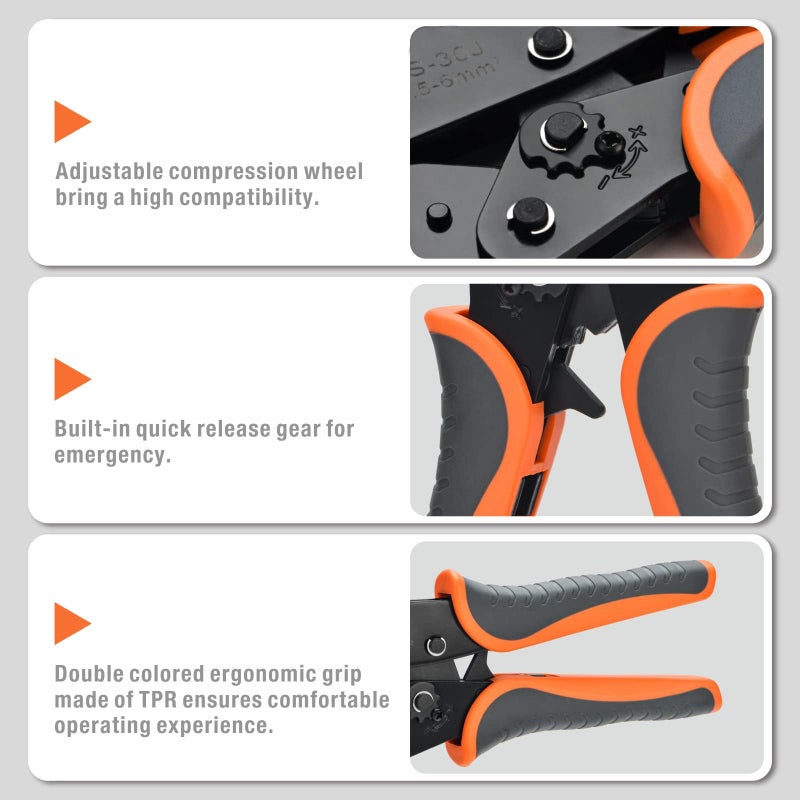 IWISS iCrimp Ratchet Wire Crimping Tool Set  5 Interchangeable Jaws for Heat Shrink Insulated Nylon Non-Insulated Terminals AWG20-2  Wire Stripper included - Image 5